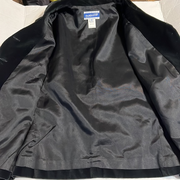 Vintage PENDLETON Black VELVET Tuxedo style button retro cotton VEST USA 12 L/XL - Picture 5 of 13